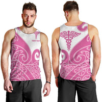 Personalised New Zealand Nurse Men Tank Top Maori Koru Pink Version