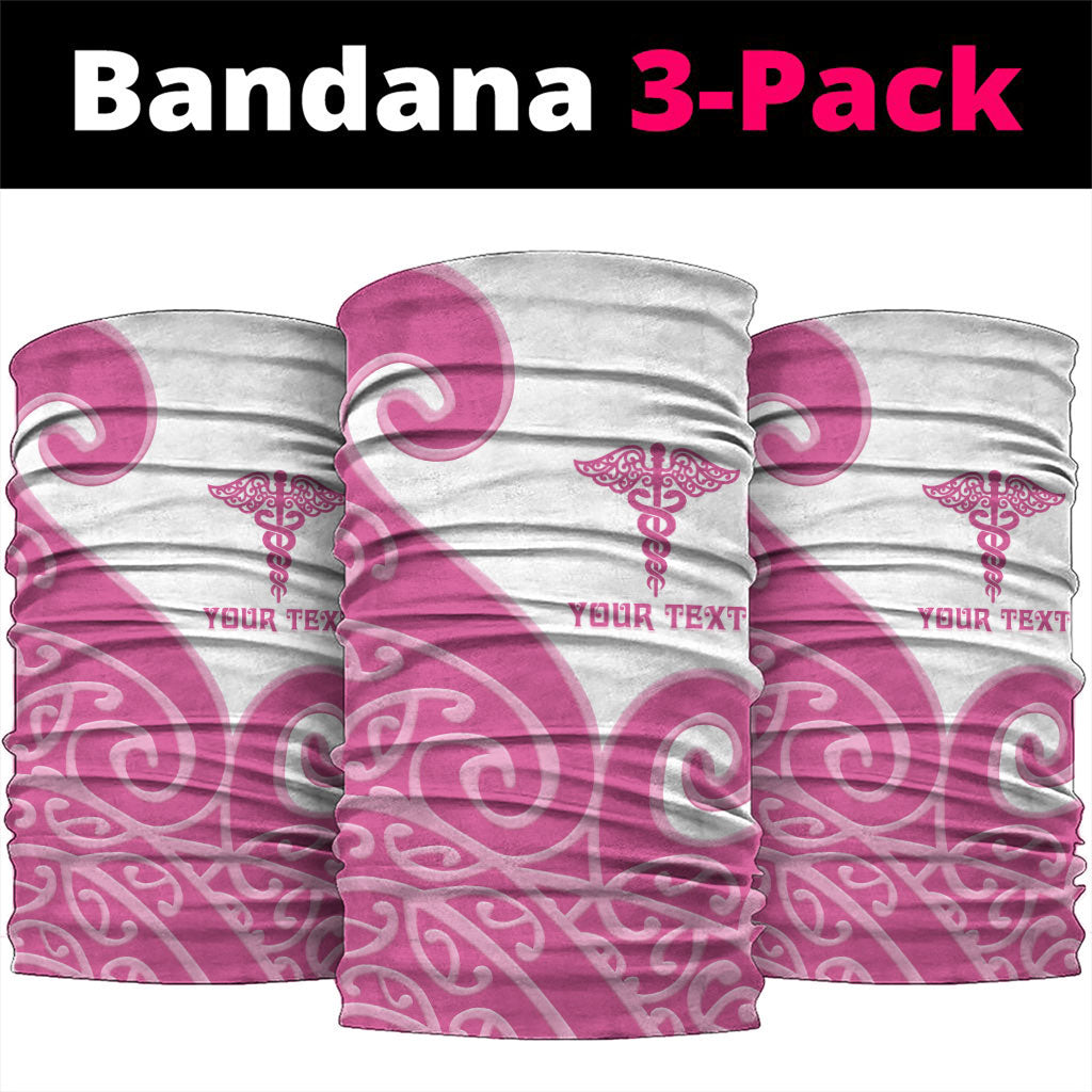 Personalised New Zealand Nurse Neck Gaiter Maori Koru Pink Version
