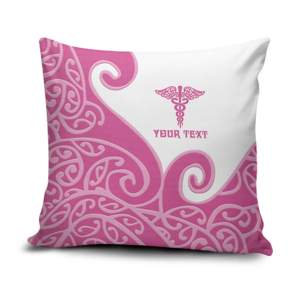 Personalised New Zealand Nurse Pillow Cover Maori Koru Pink Version