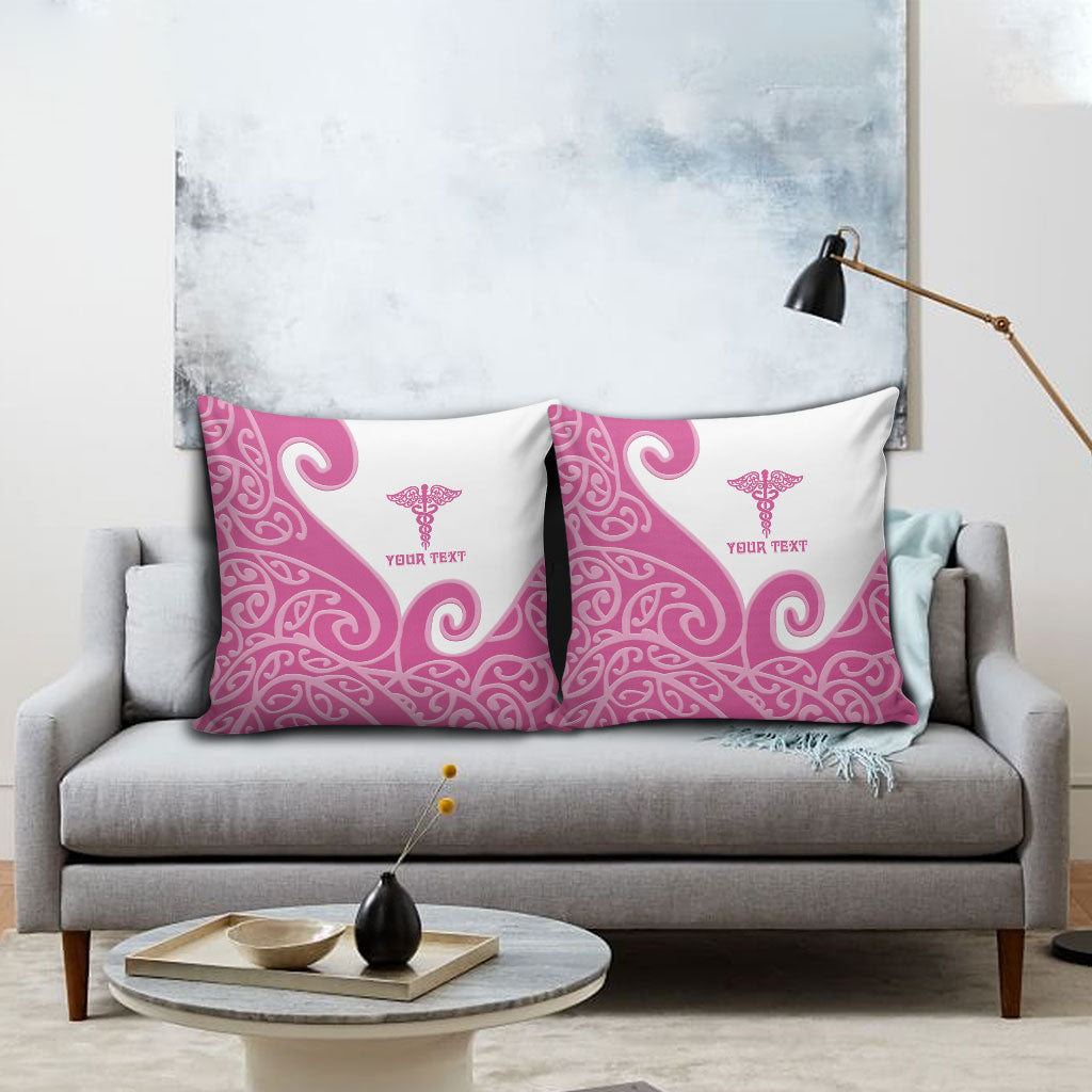 Personalised New Zealand Nurse Pillow Cover Maori Koru Pink Version
