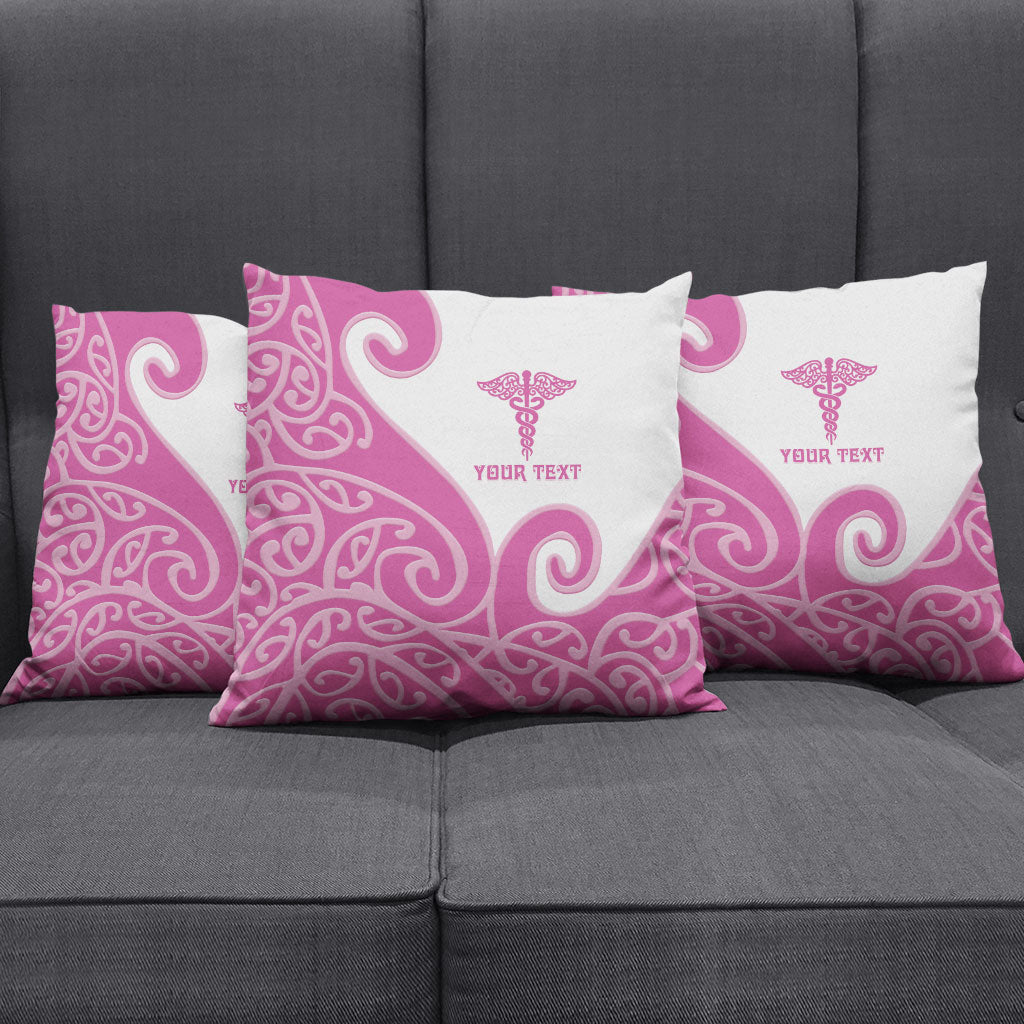 Personalised New Zealand Nurse Pillow Cover Maori Koru Pink Version