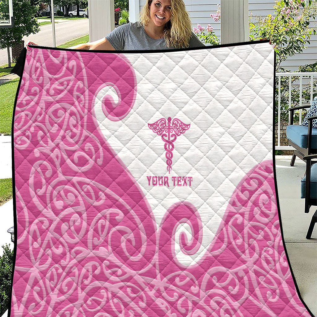Personalised New Zealand Nurse Quilt Maori Koru Pink Version