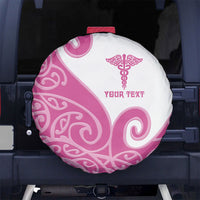 Personalised New Zealand Nurse Spare Tire Cover Maori Koru Pink Version