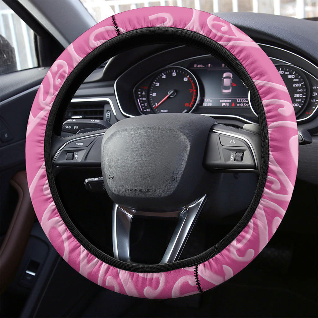 New Zealand Nurse Steering Wheel Cover Maori Koru Pink Version