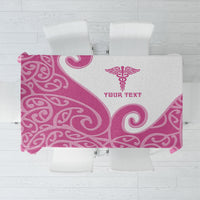 Personalised New Zealand Nurse Tablecloth Maori Koru Pink Version