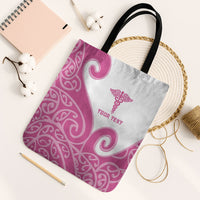 Personalised New Zealand Nurse Tote Bag Maori Koru Pink Version