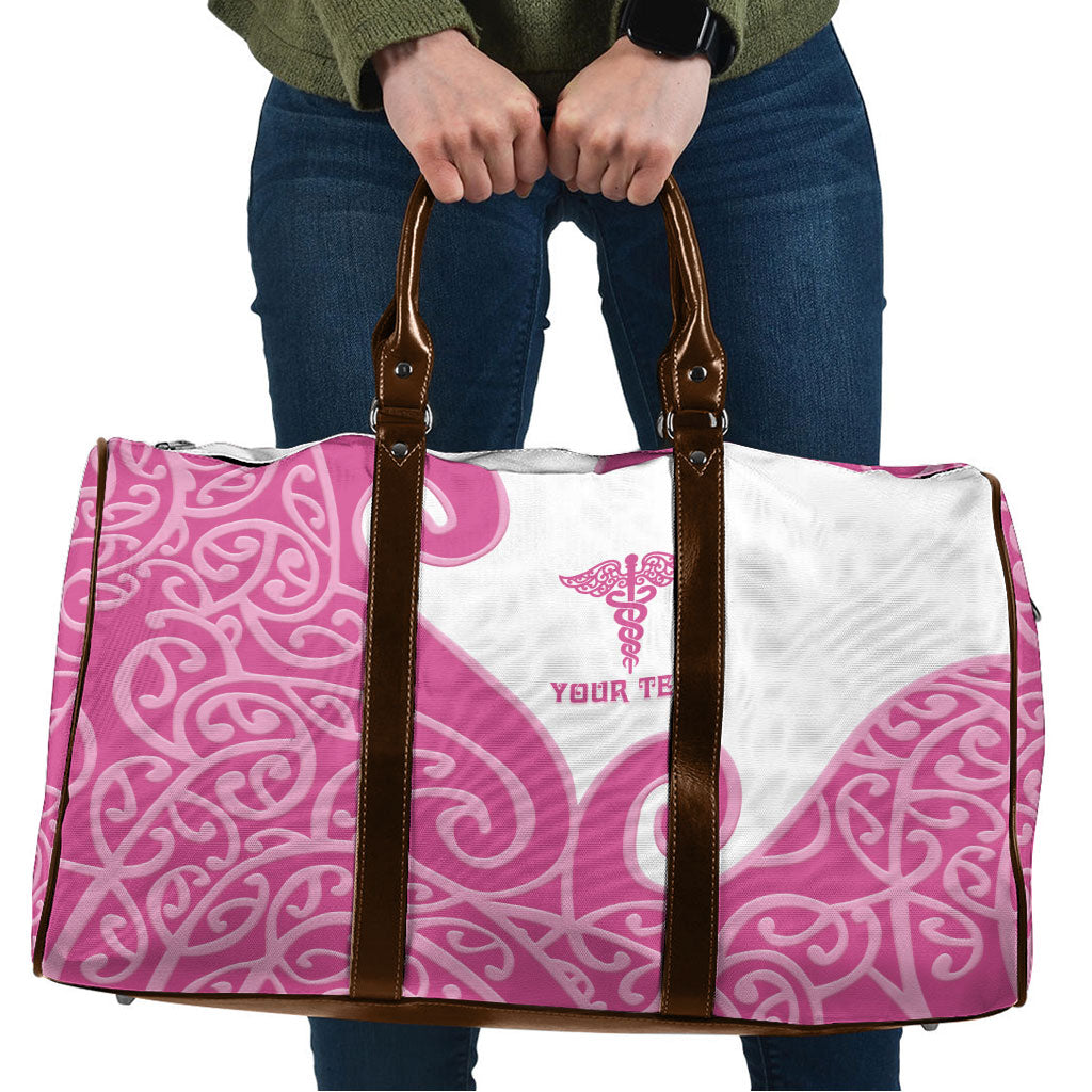 Personalised New Zealand Nurse Travel Bag Maori Koru Pink Version