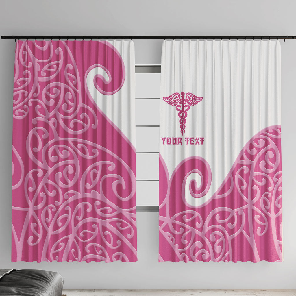 Personalised New Zealand Nurse Window Curtain Maori Koru Pink Version