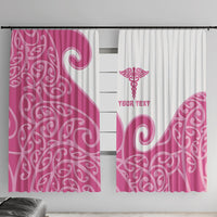 Personalised New Zealand Nurse Window Curtain Maori Koru Pink Version