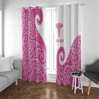 Personalised New Zealand Nurse Window Curtain Maori Koru Pink Version