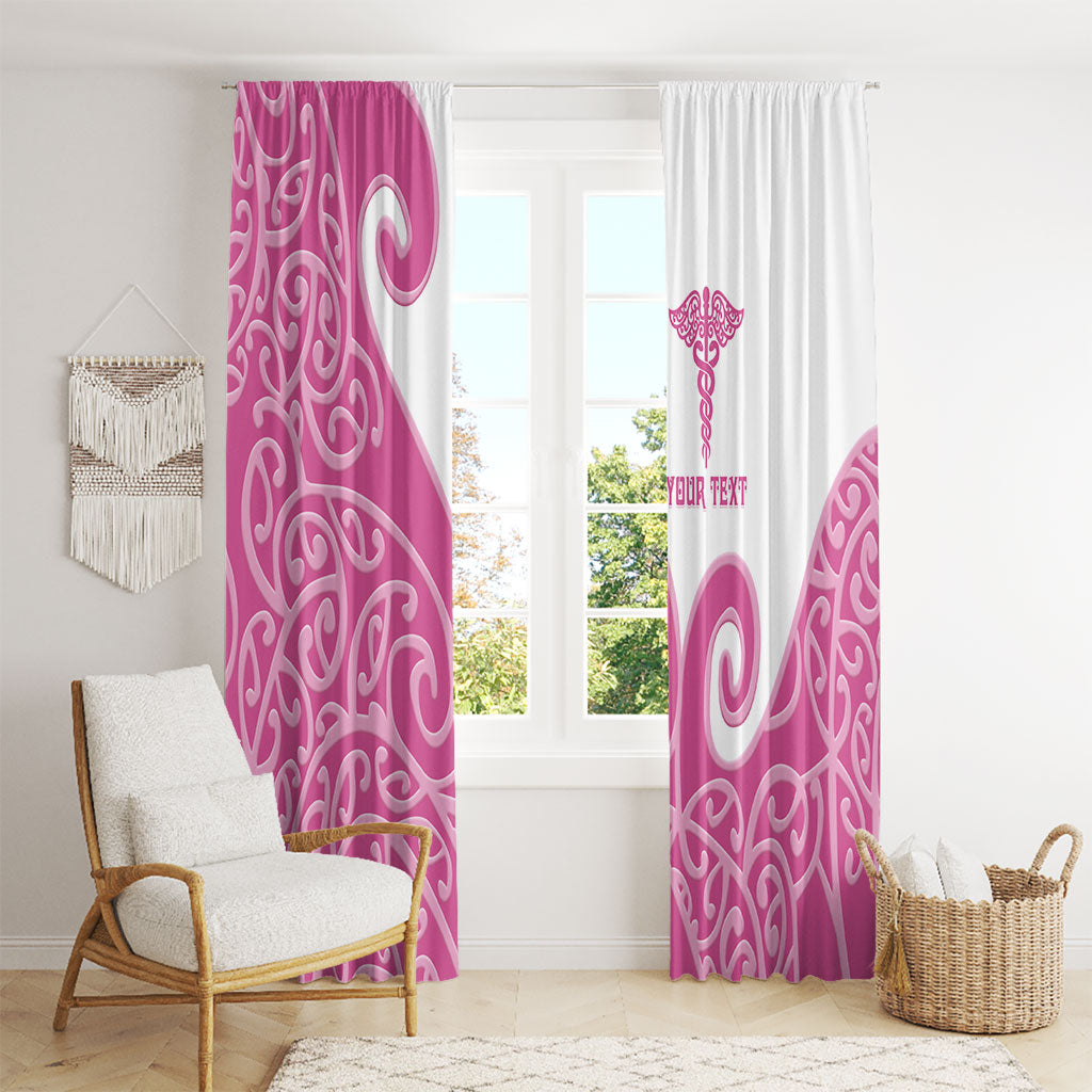 Personalised New Zealand Nurse Window Curtain Maori Koru Pink Version
