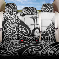 Personalised New Zealand Nurse Back Car Seat Cover Maori Koru Black Version
