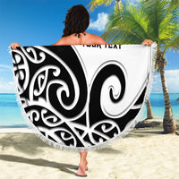 Personalised New Zealand Nurse Beach Blanket Maori Koru Black Version