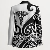 Personalised New Zealand Nurse Blazer Maori Koru Black Version