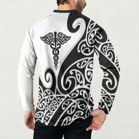 Personalised New Zealand Nurse Button Sweatshirt Maori Koru Black Version