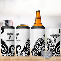 Personalised New Zealand Nurse 4 in 1 Can Cooler Tumbler Maori Koru Black Version
