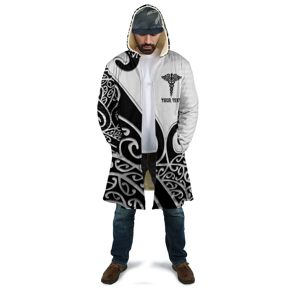 Personalised New Zealand Nurse Cloak Maori Koru Black Version