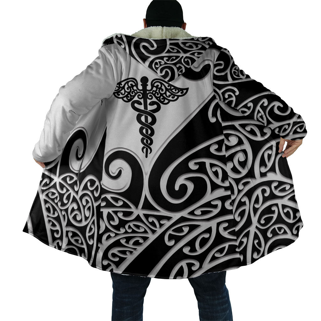 Personalised New Zealand Nurse Cloak Maori Koru Black Version