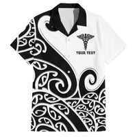 Personalised New Zealand Nurse Family Matching Short Sleeve Bodycon Dress and Hawaiian Shirt Maori Koru Black Version LT05 Dad's Shirt - Short Sleeve Black - Polynesian Pride
