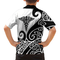 Personalised New Zealand Nurse Family Matching Summer Maxi Dress and Hawaiian Shirt Maori Koru Black Version LT05 - Polynesian Pride