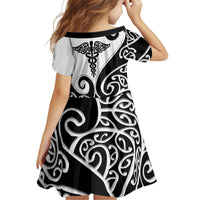 Personalised New Zealand Nurse Family Matching Tank Maxi Dress and Hawaiian Shirt Maori Koru Black Version LT05 - Polynesian Pride