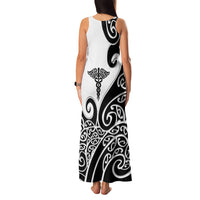 Personalised New Zealand Nurse Family Matching Tank Maxi Dress and Hawaiian Shirt Maori Koru Black Version LT05 - Polynesian Pride