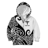Personalised New Zealand Nurse Kid Hoodie Maori Koru Black Version