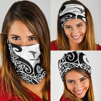 Personalised New Zealand Nurse Neck Gaiter Maori Koru Black Version