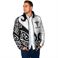 Personalised New Zealand Nurse Padded Jacket Maori Koru Black Version