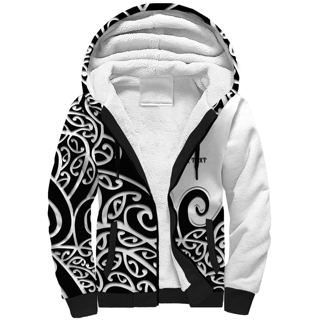 Personalised New Zealand Nurse Sherpa Hoodie Maori Koru Black Version