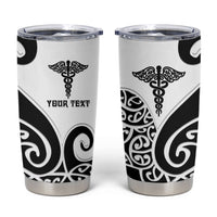 Personalised New Zealand Nurse Tumbler Cup Maori Koru Black Version