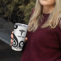 Personalised New Zealand Nurse Tumbler Cup Maori Koru Black Version