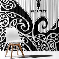 Personalised New Zealand Nurse Window Curtain Maori Koru Black Version
