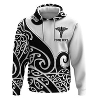 Personalised New Zealand Nurse Zip Hoodie Maori Koru Black Version LT05 Pullover Hoodie Black - Polynesian Pride