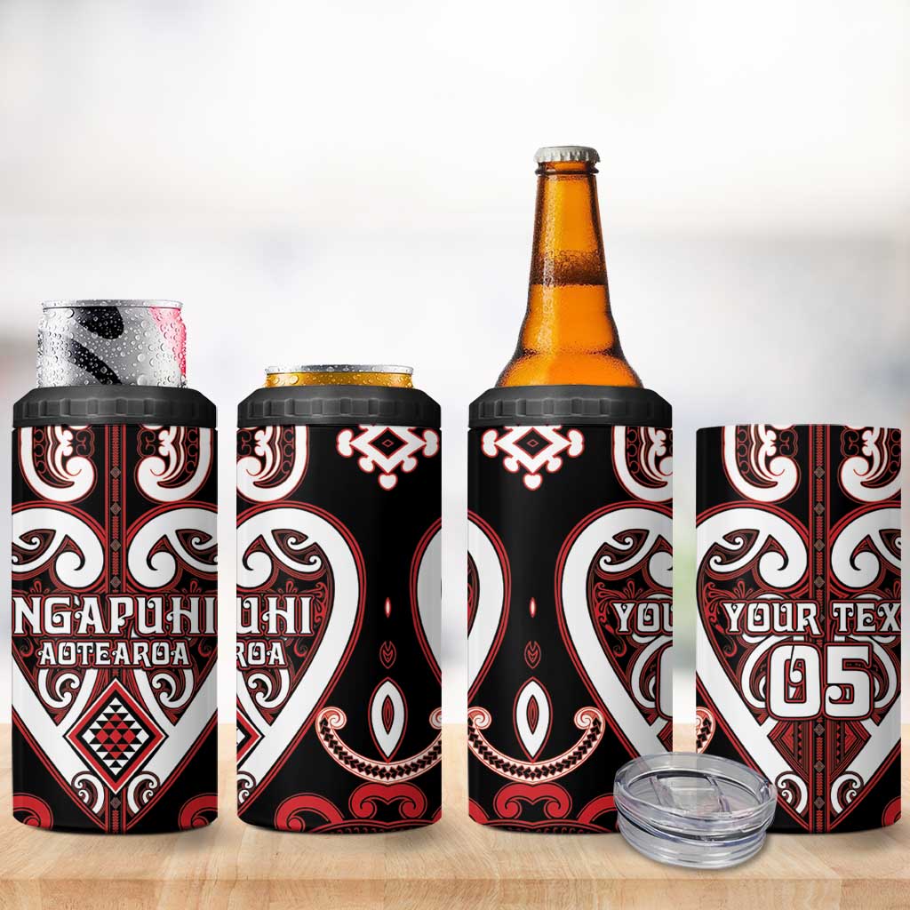 Custom Aotearoa Ngapuhi 4 in 1 Can Cooler Tumbler Maori Tribal Pattern LT05 - Polynesian Pride