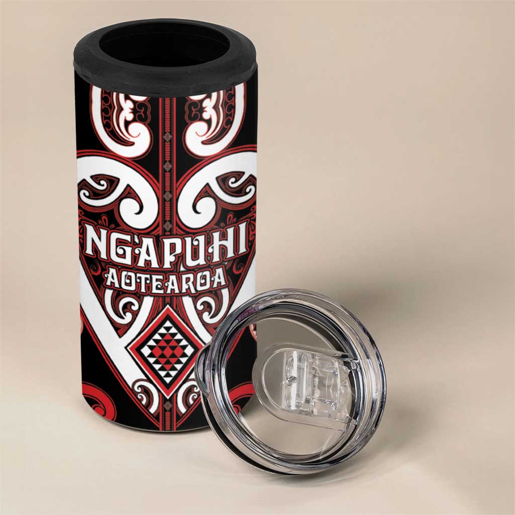 Custom Aotearoa Ngapuhi 4 in 1 Can Cooler Tumbler Maori Tribal Pattern LT05 - Polynesian Pride