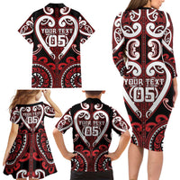 Custom Aotearoa Ngapuhi Family Matching Long Sleeve Bodycon Dress and Hawaiian Shirt Maori Tribal Pattern LT05 - Polynesian Pride