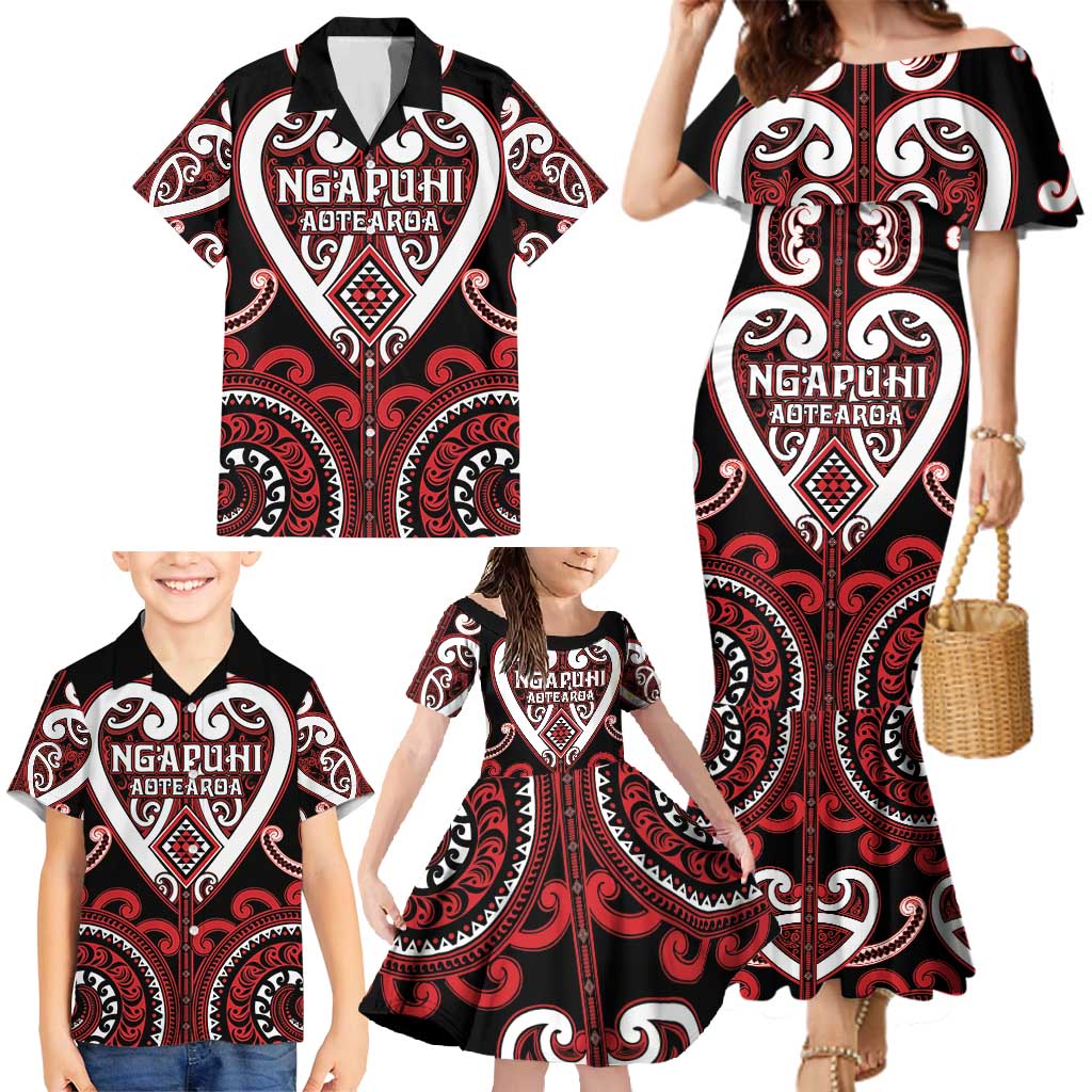 Custom Aotearoa Ngapuhi Family Matching Mermaid Dress and Hawaiian Shirt Maori Tribal Pattern LT05 - Polynesian Pride