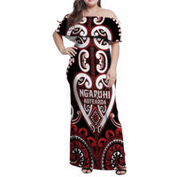 Custom Aotearoa Ngapuhi Family Matching Off Shoulder Maxi Dress and Hawaiian Shirt Maori Tribal Pattern