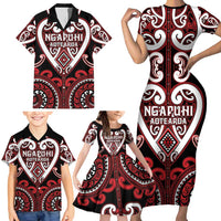 Custom Aotearoa Ngapuhi Family Matching Short Sleeve Bodycon Dress and Hawaiian Shirt Maori Tribal Pattern LT05 - Polynesian Pride