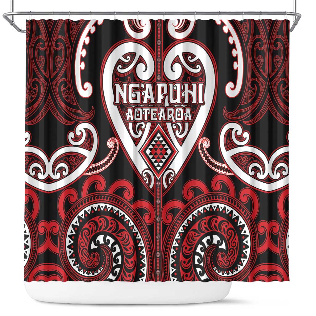 Aotearoa Ngapuhi Shower Curtain Maori Tribal Pattern LT05 Red - Polynesian Pride