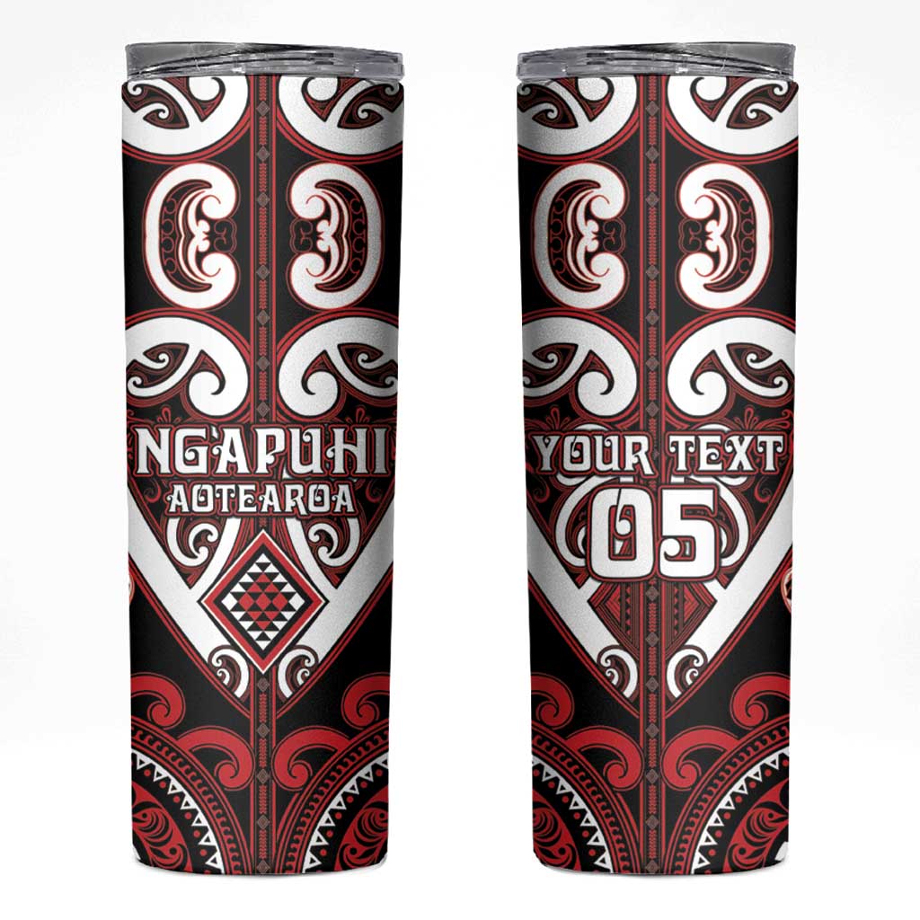 Custom Aotearoa Ngapuhi Skinny Tumbler Maori Tribal Pattern LT05 Red - Polynesian Pride