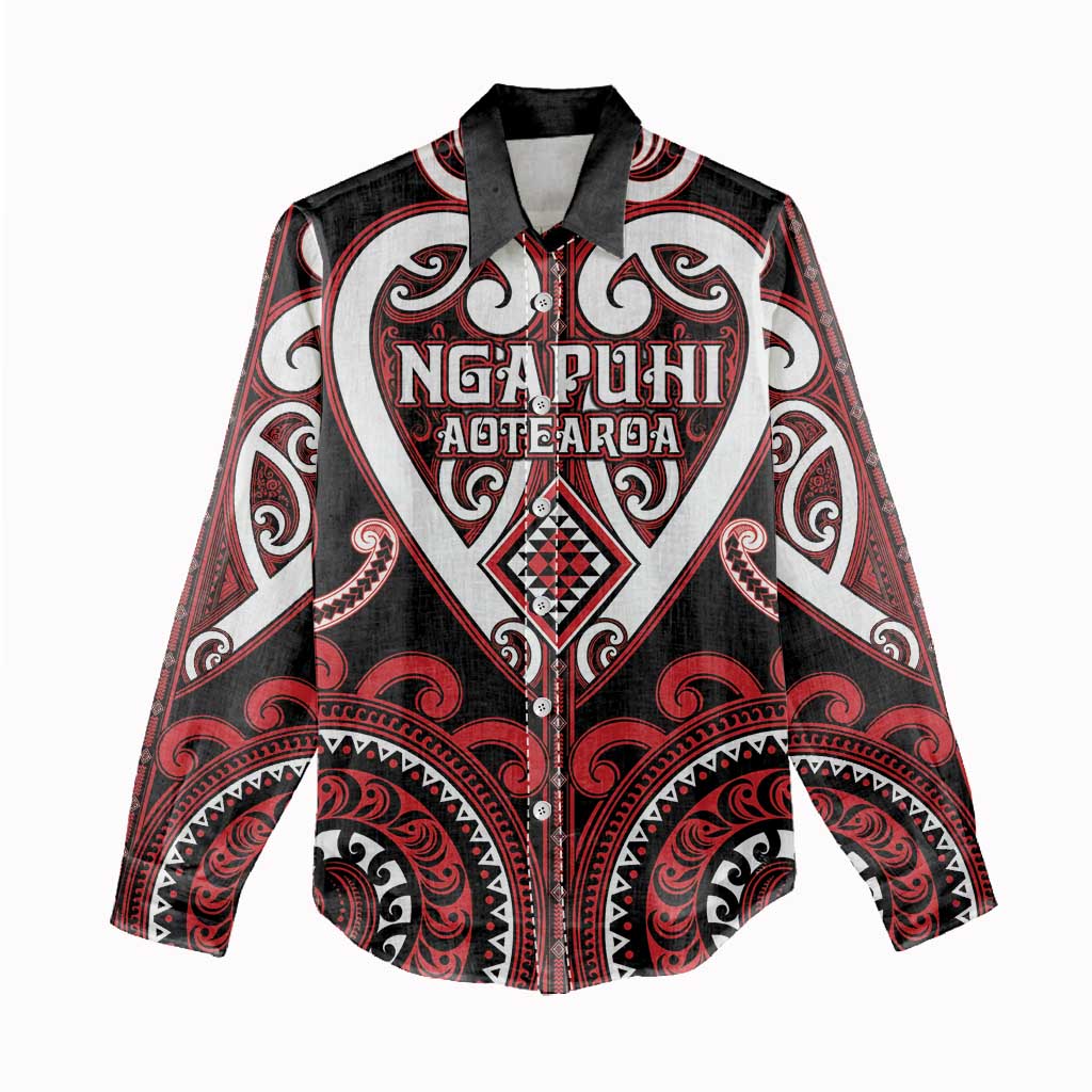Custom Aotearoa Ngapuhi Women Casual Shirt Maori Tribal Pattern