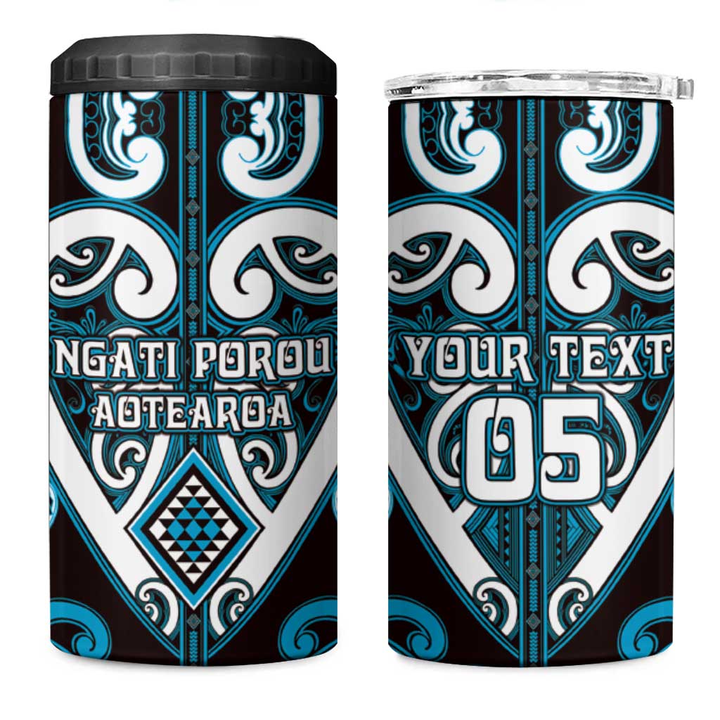 Custom Aotearoa Ngati Porou 4 in 1 Can Cooler Tumbler Maori Tribal Pattern