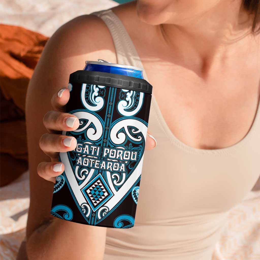 Custom Aotearoa Ngati Porou 4 in 1 Can Cooler Tumbler Maori Tribal Pattern