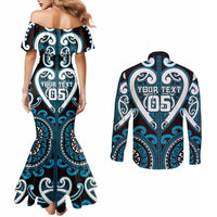 Custom Aotearoa Ngati Porou Couples Matching Mermaid Dress and Long Sleeve Button Shirt Maori Tribal Pattern
