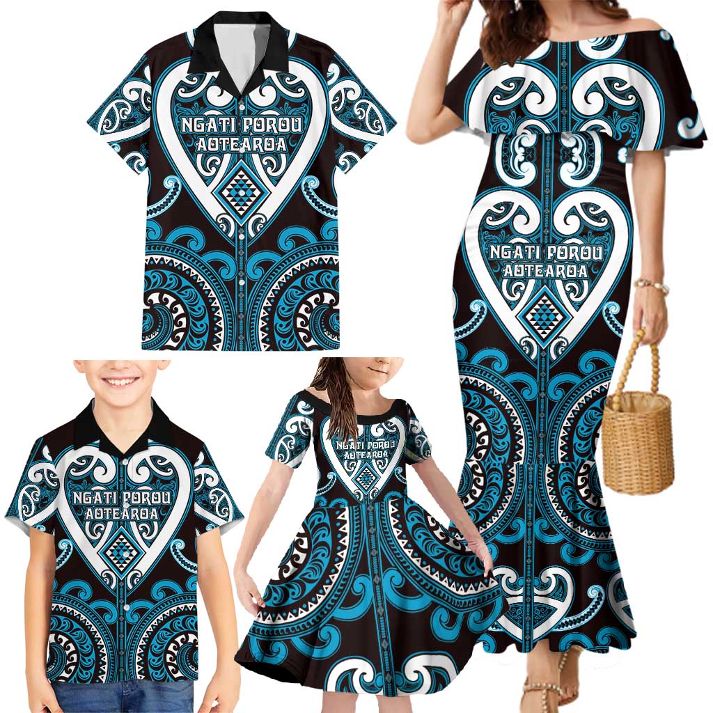 Custom Aotearoa Ngati Porou Family Matching Mermaid Dress and Hawaiian Shirt Maori Tribal Pattern LT05 - Polynesian Pride