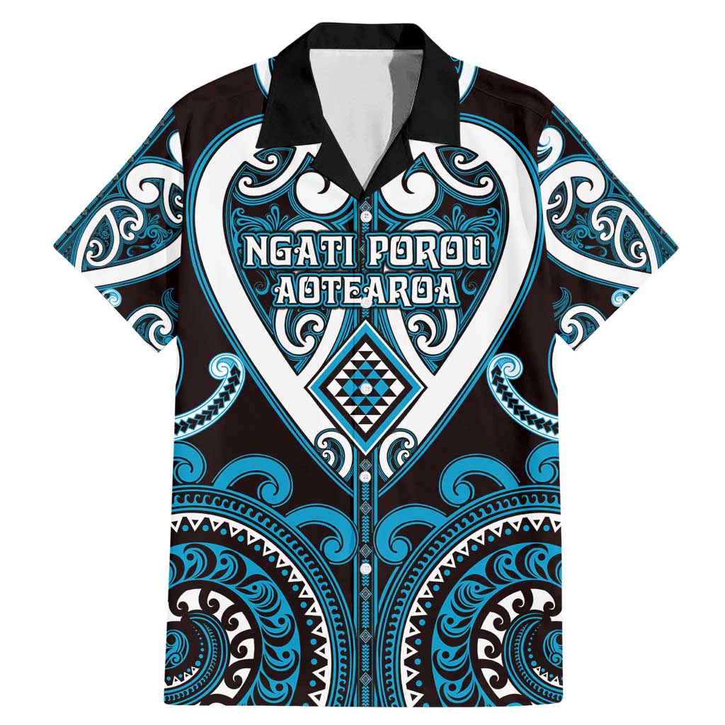 Custom Aotearoa Ngati Porou Family Matching Mermaid Dress and Hawaiian Shirt Maori Tribal Pattern LT05 Dad's Shirt - Short Sleeve Blue - Polynesian Pride