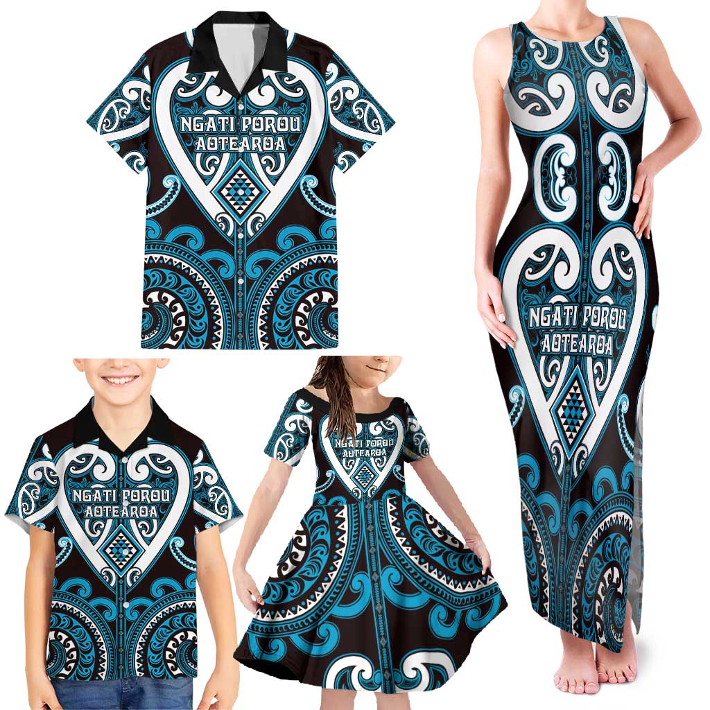 Custom Aotearoa Ngati Porou Family Matching Tank Maxi Dress and Hawaiian Shirt Maori Tribal Pattern LT05 - Polynesian Pride