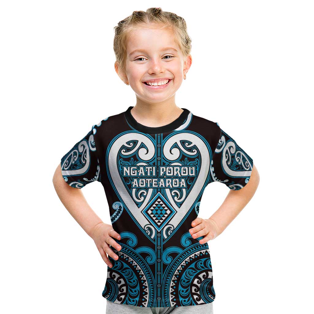 Custom Aotearoa Ngati Porou Kid T Shirt Maori Tribal Pattern